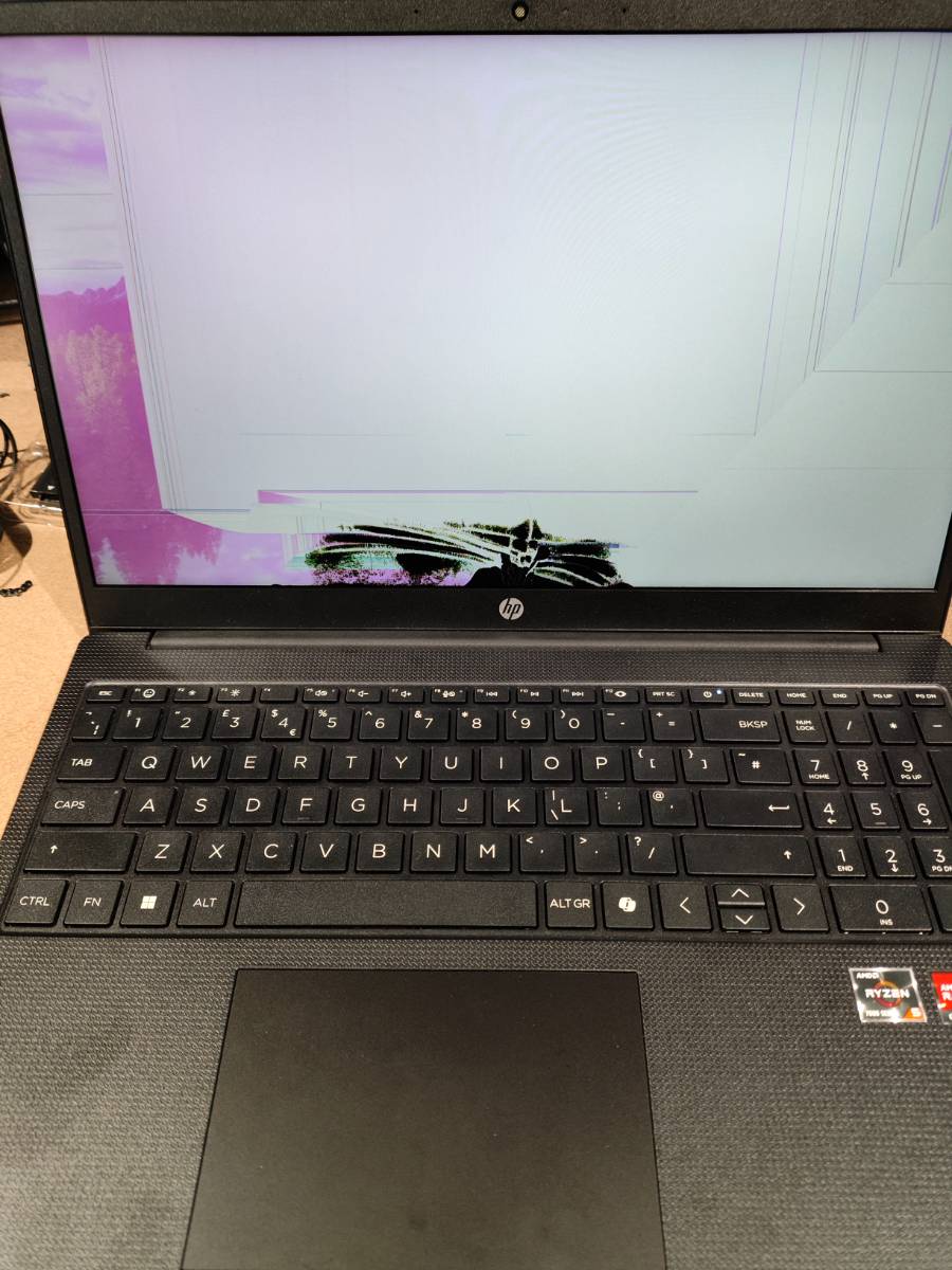 Laptop screen with vertical lines requiring screen replacement